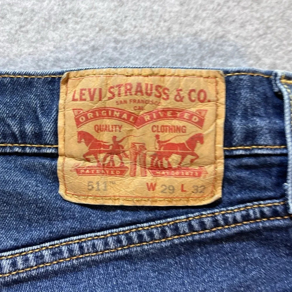 Levis 511 Jeans‎ Mens 29X32 Blue Slim Straight Dark Faded American Denim